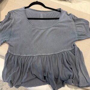 We The Free Gray Ruffled Blouse